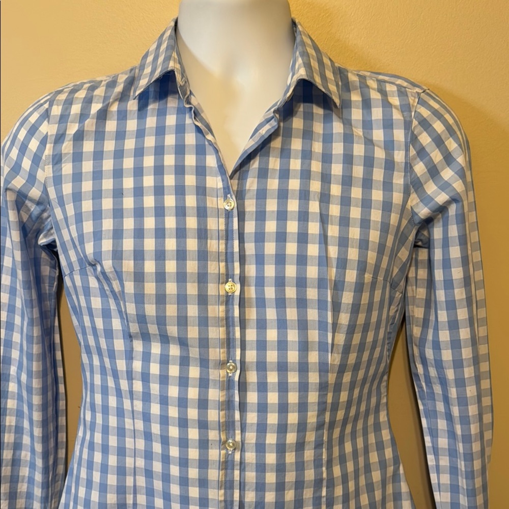 United Colors of Benetton Blue Checkered Button Down Shirt - Picture 4 of 10